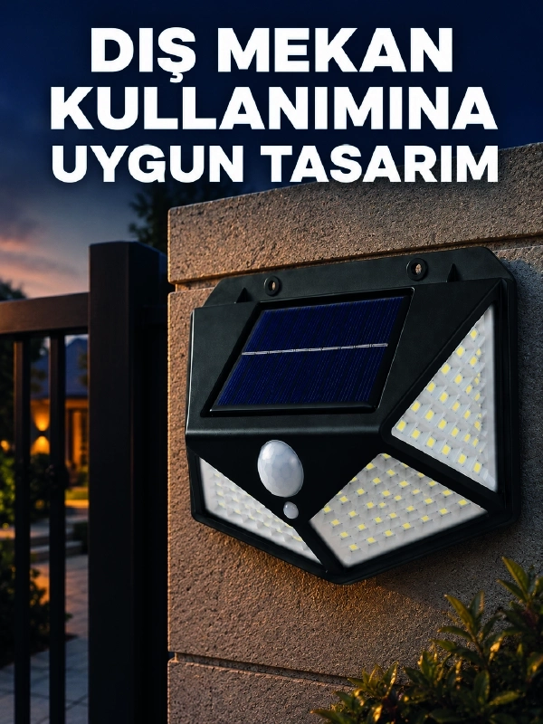 BUĞZ Güneş Enerjisi ile Şarj Olan Hareket Sensörlü 3 Modlu LED Dış Mekan Duvar Aydınlatması