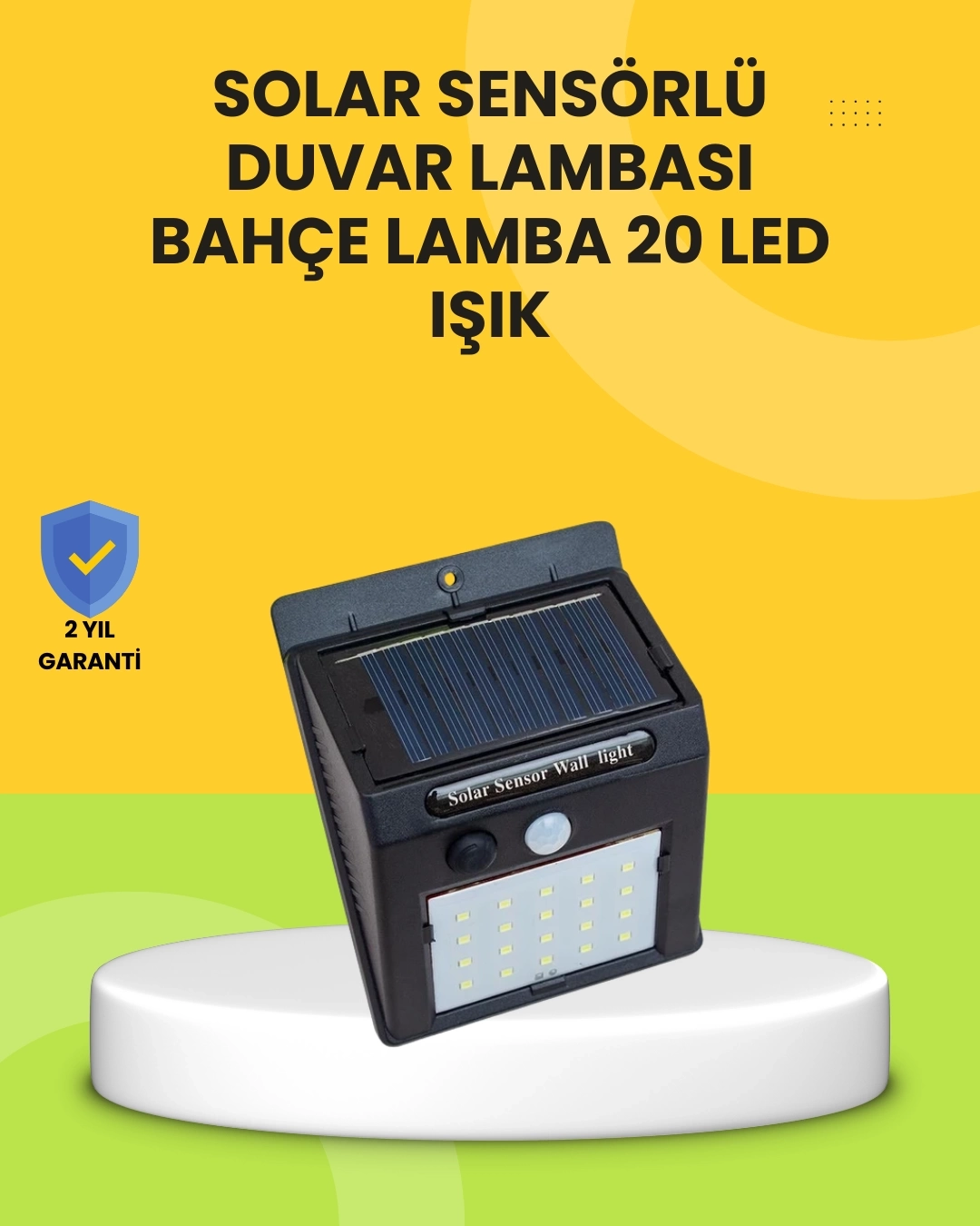 BUĞZ Güneş Paneli ile Şarj Olan 20 LED Dış Mekan Hareket Sensörlü Lamba