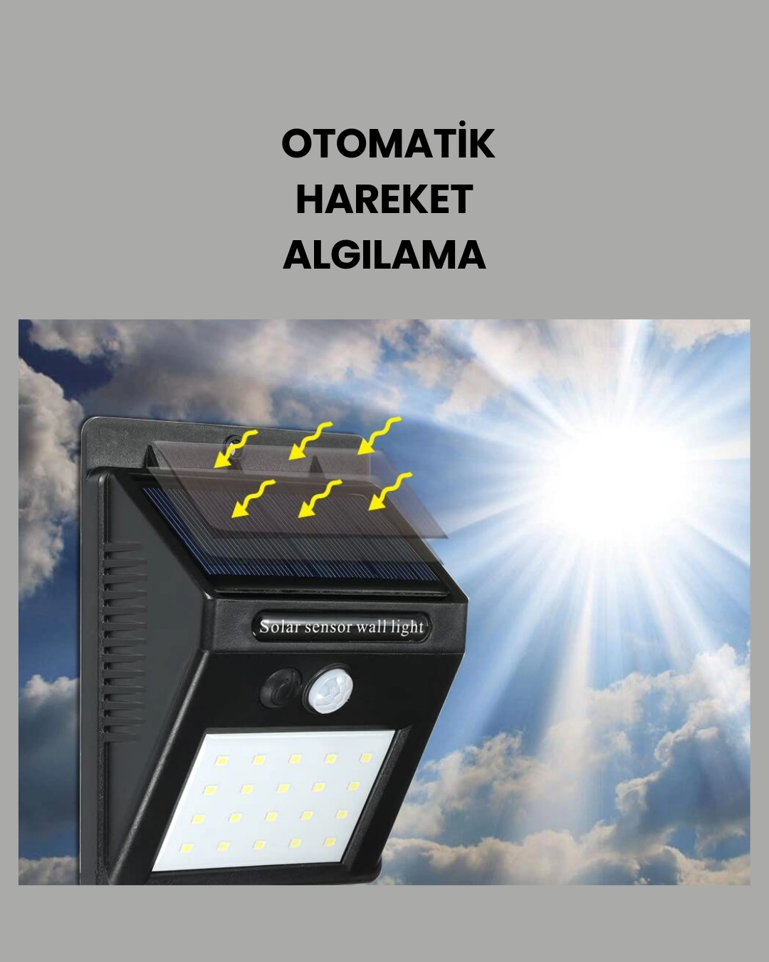 BUĞZ Güneş Paneli ile Şarj Olan 20 LED Dış Mekan Hareket Sensörlü Lamba