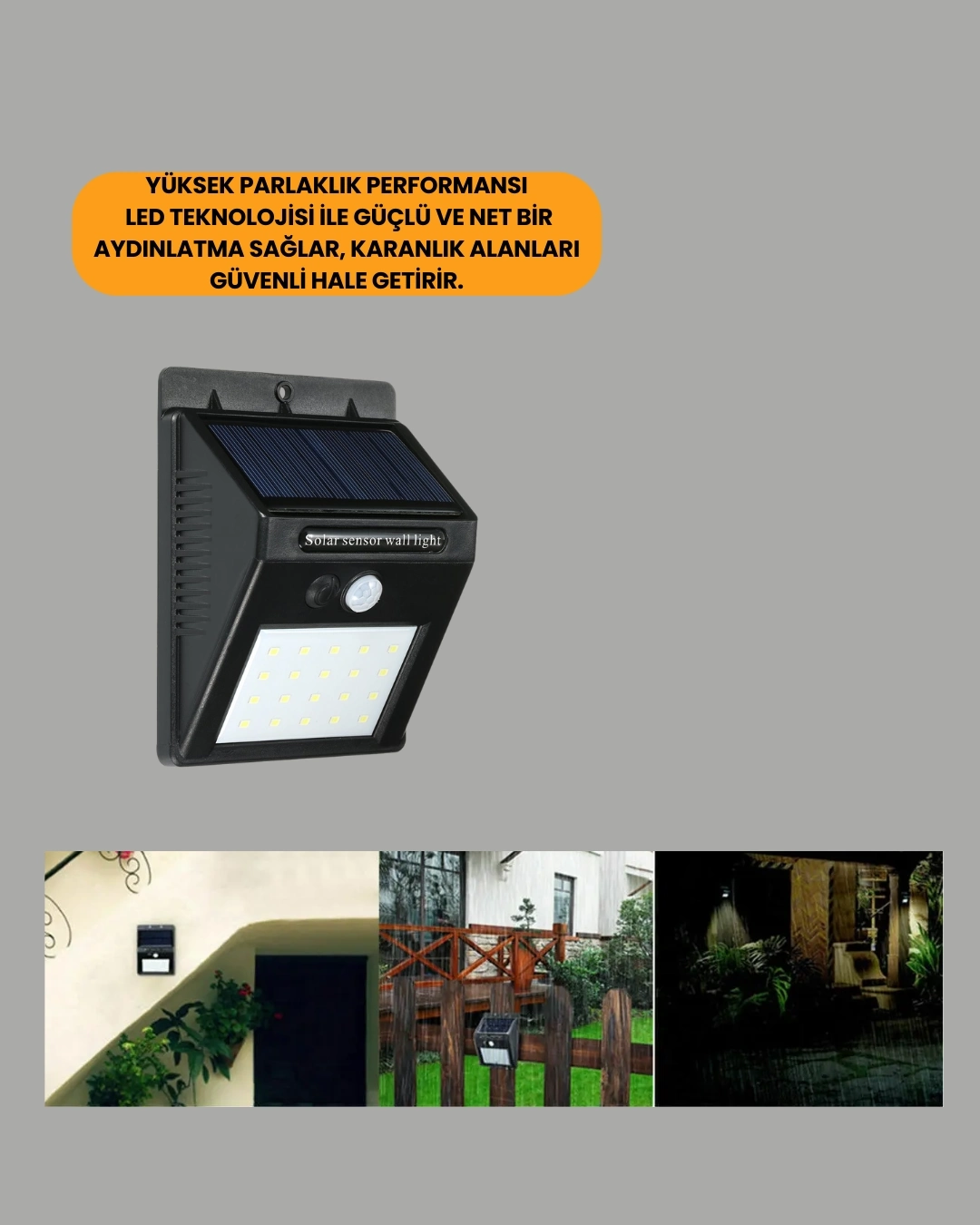 BUĞZ Hareket Sensörlü Güneş Enerjili Dış Mekan LED Lamba 100/144 LED