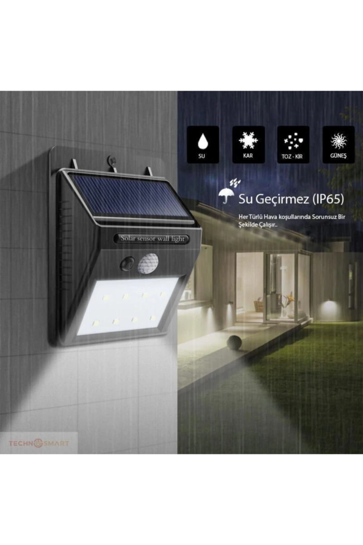 BUĞZ Hareket Sensörlü Solar Dış Mekan Lambası