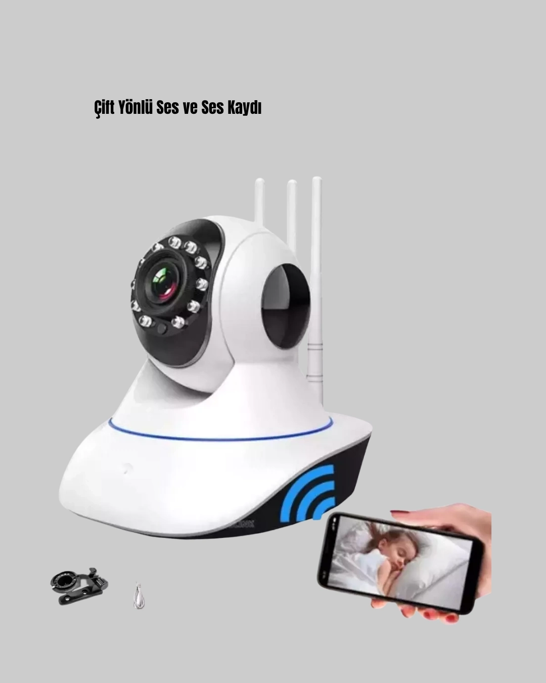 BUĞZ HD IP Kamera – Gece Görüşlü, Hareket Sensörlü, Mobil Takip ve Çift Yönlü Ses