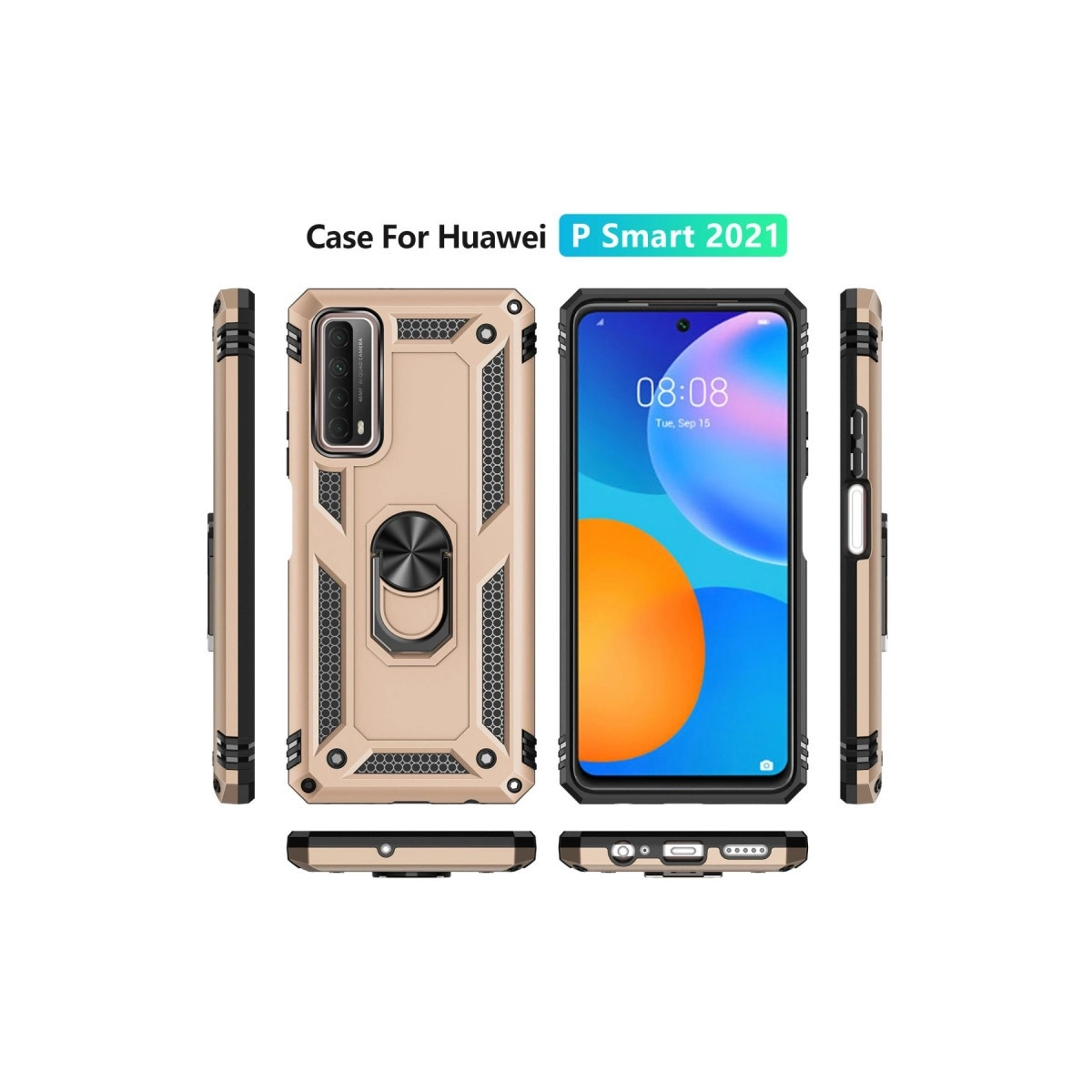 BUĞZ Huawei P Smart 2021 Kılıf Sofya Yüzüklü Silikon Kapak - Gold BUĞZ Huawei P Smart 2021 Kılıf Sofya Yüzüklü Silikon Kapak - Gold