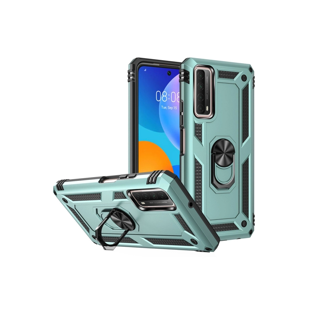 BUĞZ Huawei P Smart 2021 Kılıf Sofya Yüzüklü Silikon Kapak - Yeşil