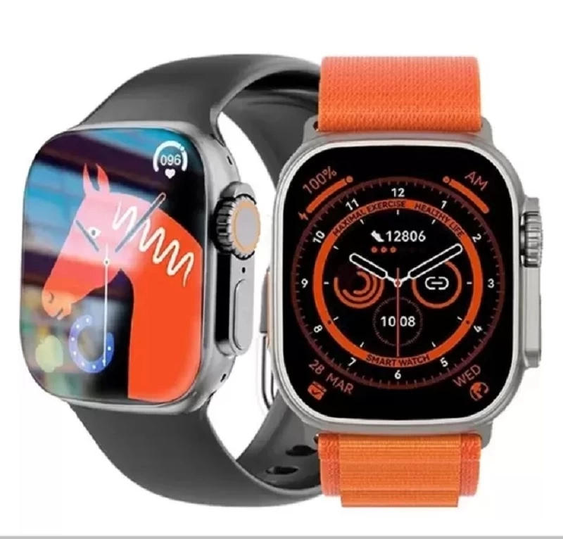 BUĞZ Hw8 Ultra Çift Kordon 49mm - Siri Nfc Bluetooth Arama Konuşma - İos & Android Uyumlu Akıllı Saat
