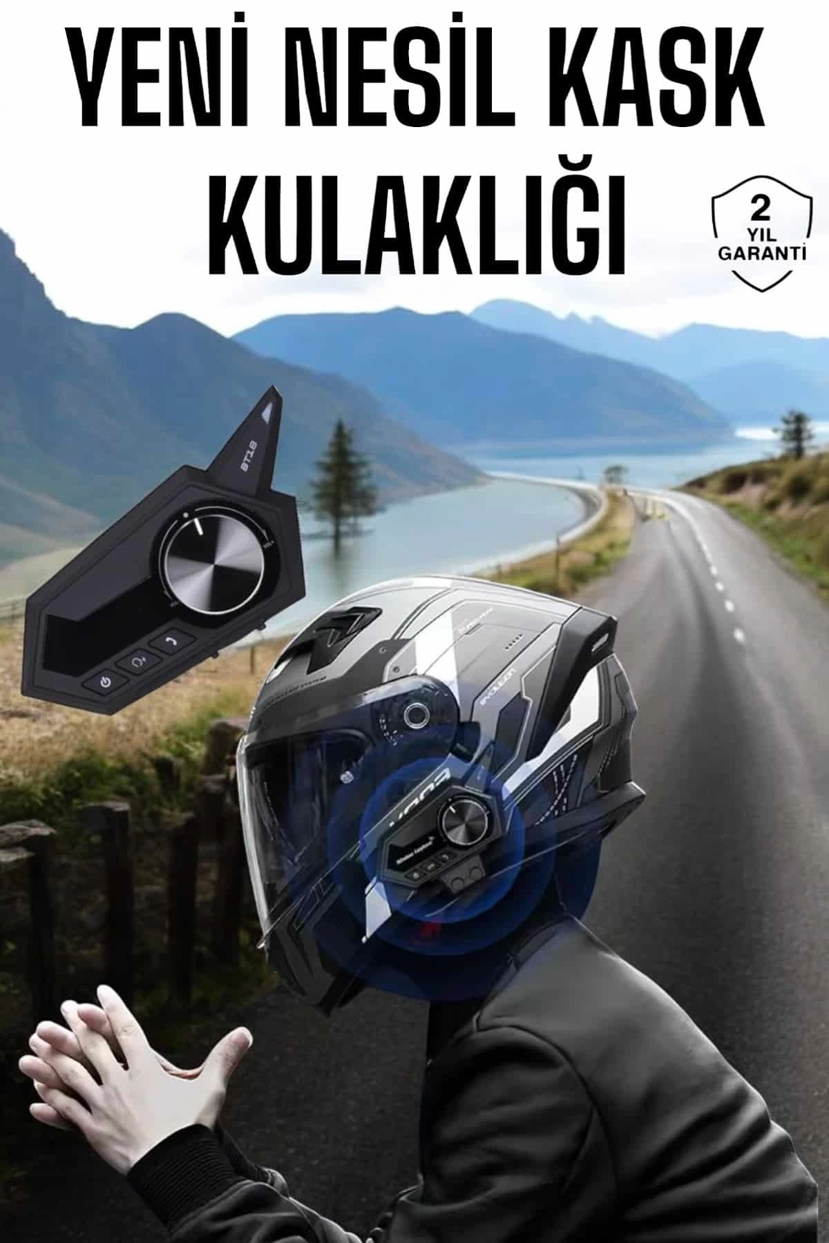 BUĞZ Intercom Kask Kulaklığı ANC Özelliği Yüksek Ses Kaliteli Bluetooth Kulaklık