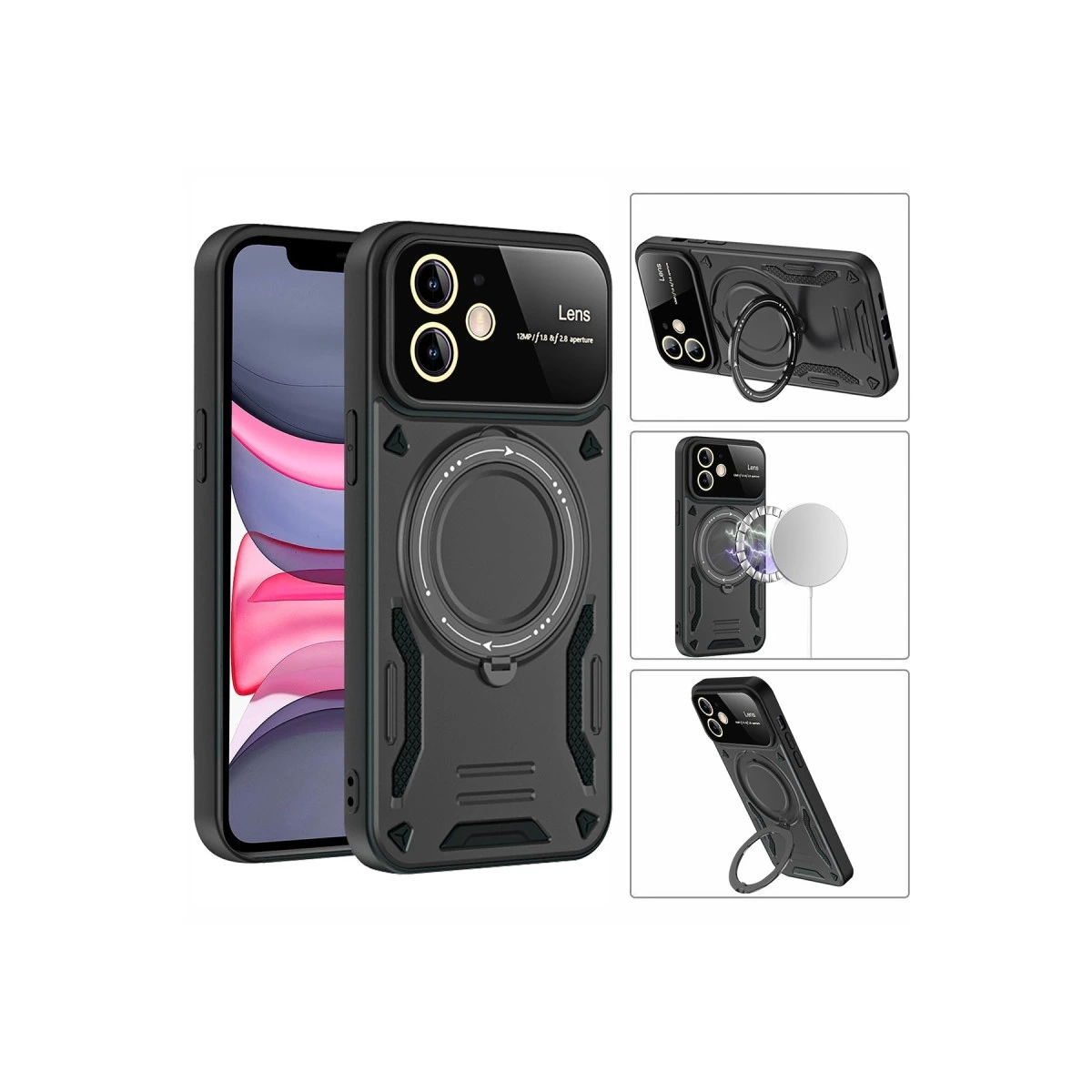BUĞZ İphone 11 Kılıf Joy Lens Standlı Kapak - Mor