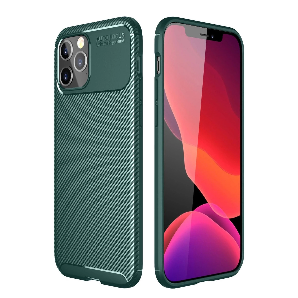 BUĞZ İphone 11 Pro Kılıf Auto Focus Karbon Kapak - Yeşil