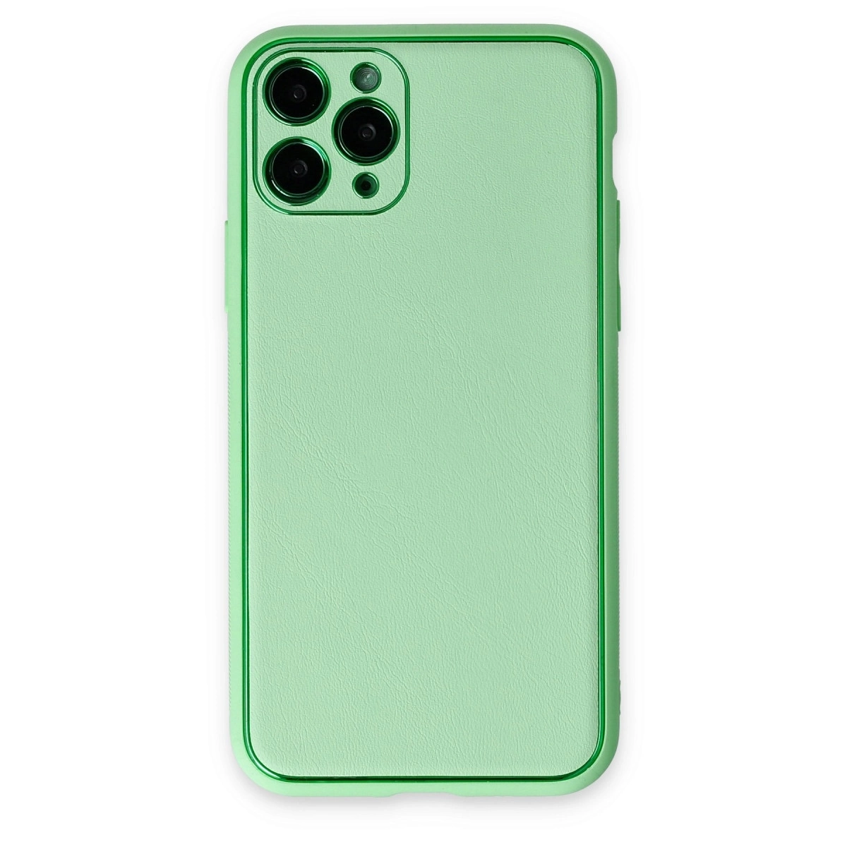 BUĞZ İphone 11 Pro Kılıf Coco Deri Silikon Kapak - Açık Yeşil