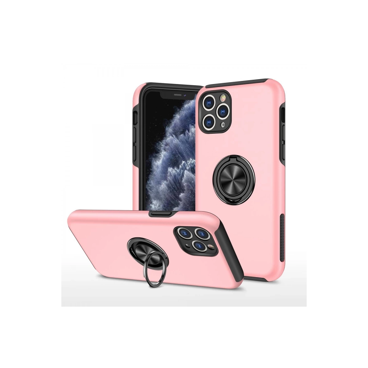 BUĞZ İphone 11 Pro Max Kılıf Elit Yüzüklü Kapak - Pembe
