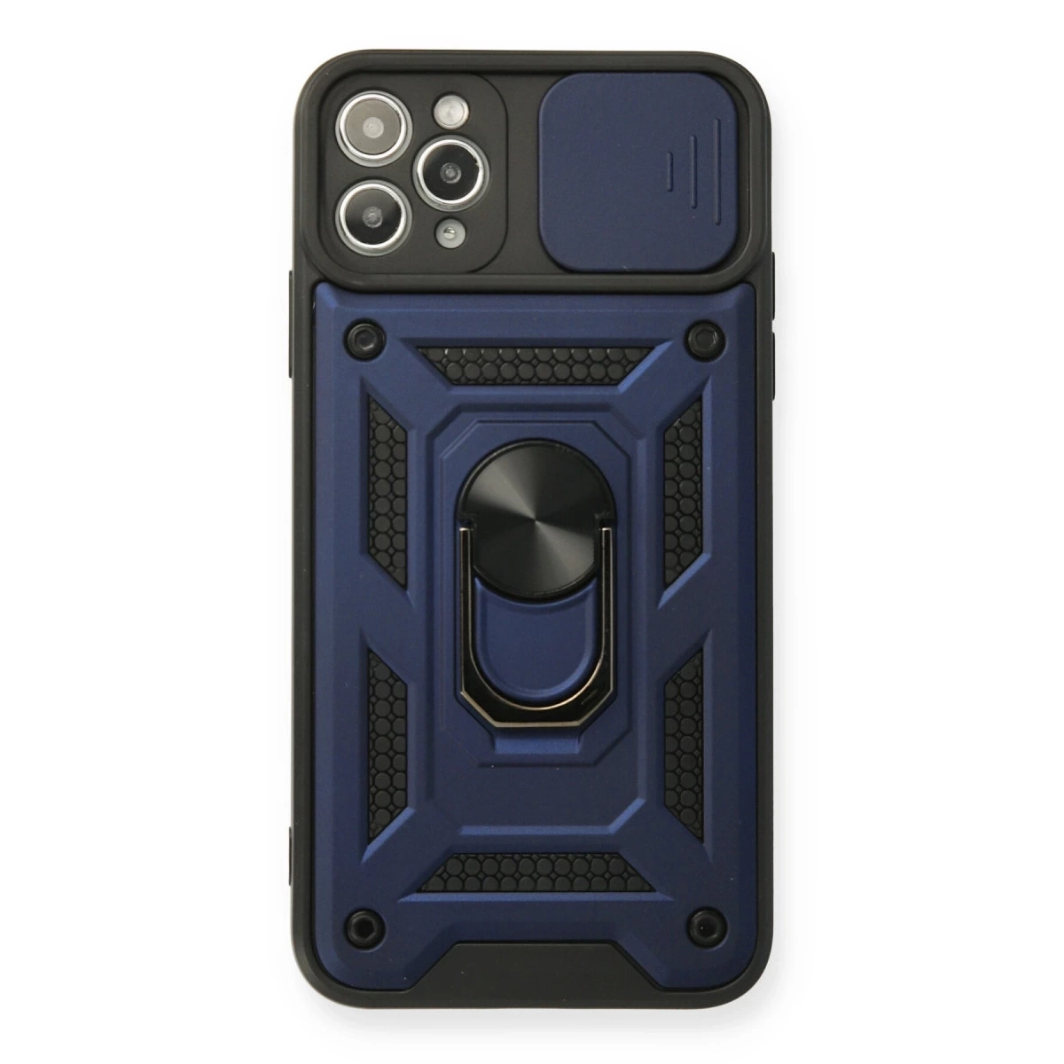 BUĞZ İphone 11 Pro Max Kılıf Pars Lens Yüzüklü Silikon - Lacivert