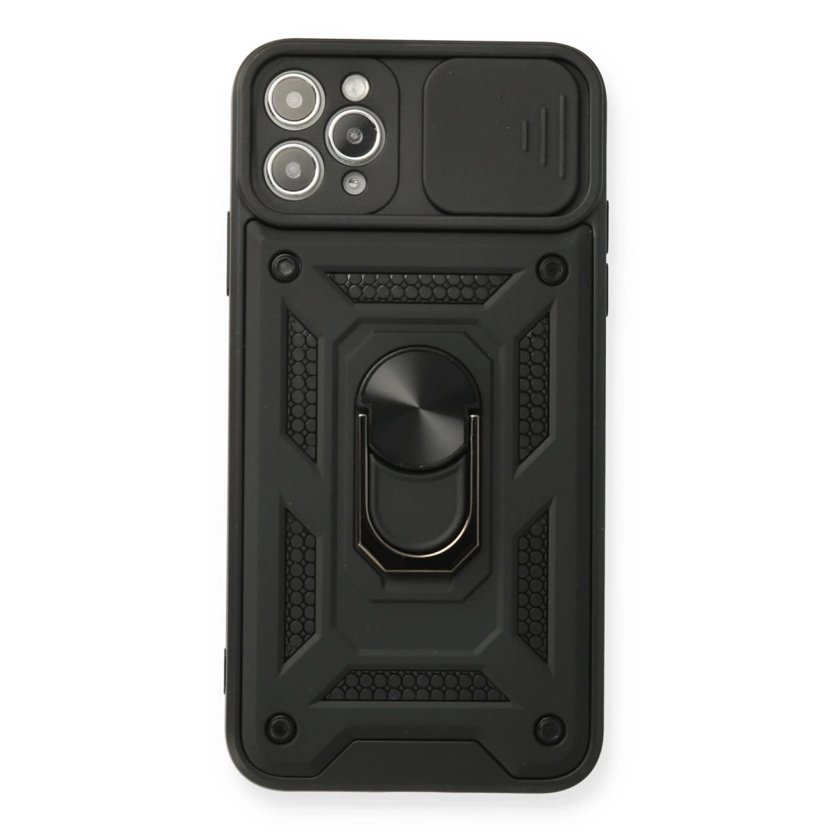 BUĞZ İphone 11 Pro Max Kılıf Pars Lens Yüzüklü Silikon - Siyah
