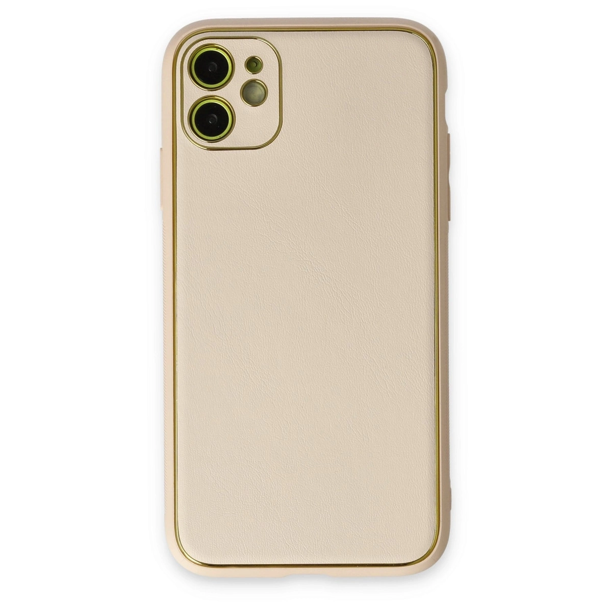 BUĞZ İphone 12 Kılıf Coco Deri Silikon Kapak - Gold