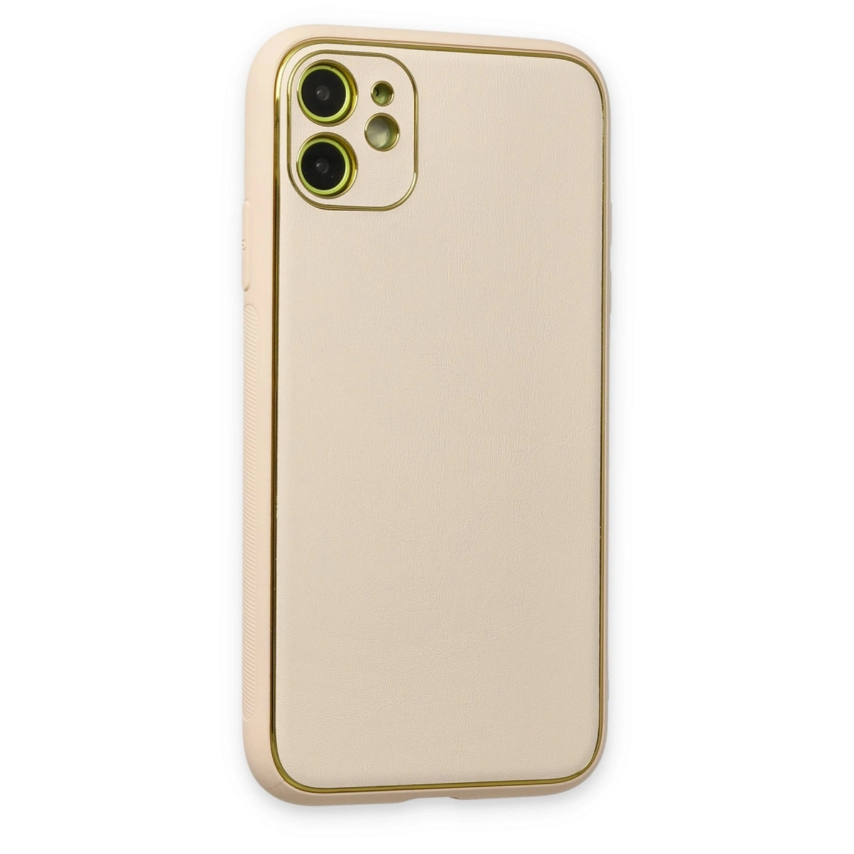 BUĞZ İphone 12 Kılıf Coco Deri Silikon Kapak - Gold BUĞZ İphone 12 Kılıf Coco Deri Silikon Kapak - Gold