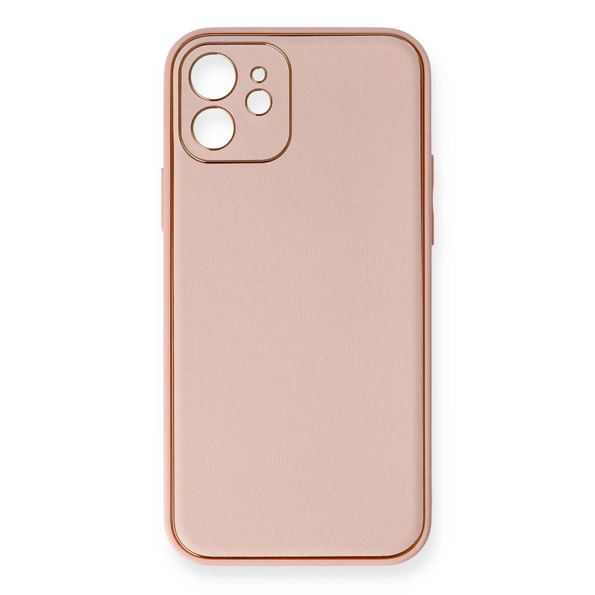 BUĞZ İphone 12 Kılıf Coco Deri Silikon Kapak - Pembe