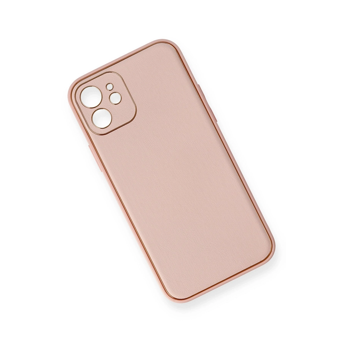 BUĞZ İphone 12 Kılıf Coco Deri Silikon Kapak - Pembe