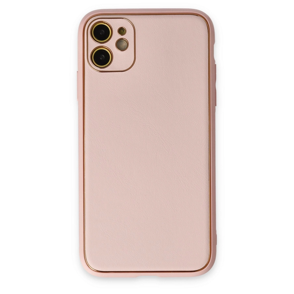 BUĞZ İphone 12 Kılıf Coco Deri Silikon Kapak - Pudra