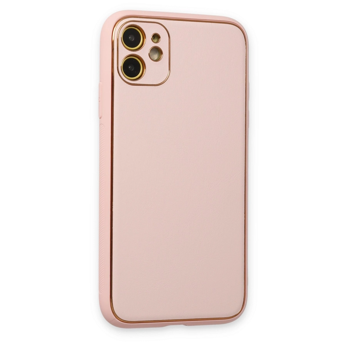 BUĞZ İphone 12 Kılıf Coco Deri Silikon Kapak - Pudra BUĞZ İphone 12 Kılıf Coco Deri Silikon Kapak - Pudra