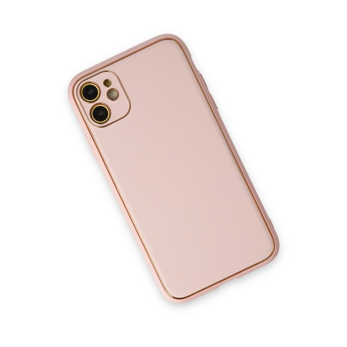 BUĞZ İphone 12 Kılıf Coco Deri Silikon Kapak - Pudra
