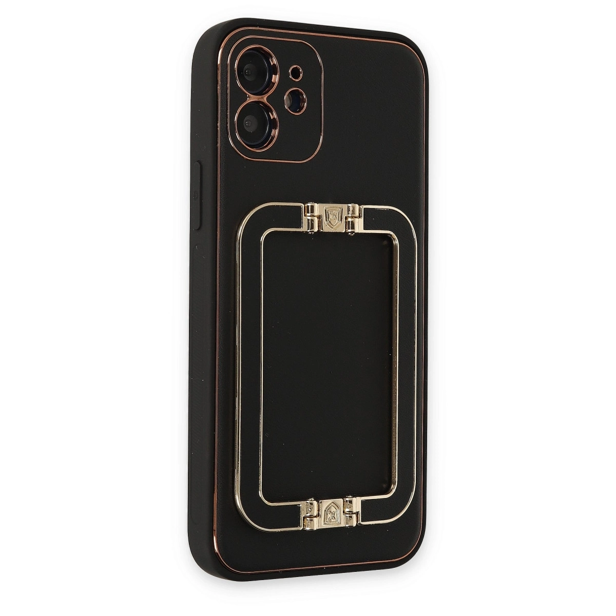 BUĞZ İphone 12 Kılıf Coco Elit Kapak - Siyah BUĞZ İphone 12 Kılıf Coco Elit Kapak - Siyah