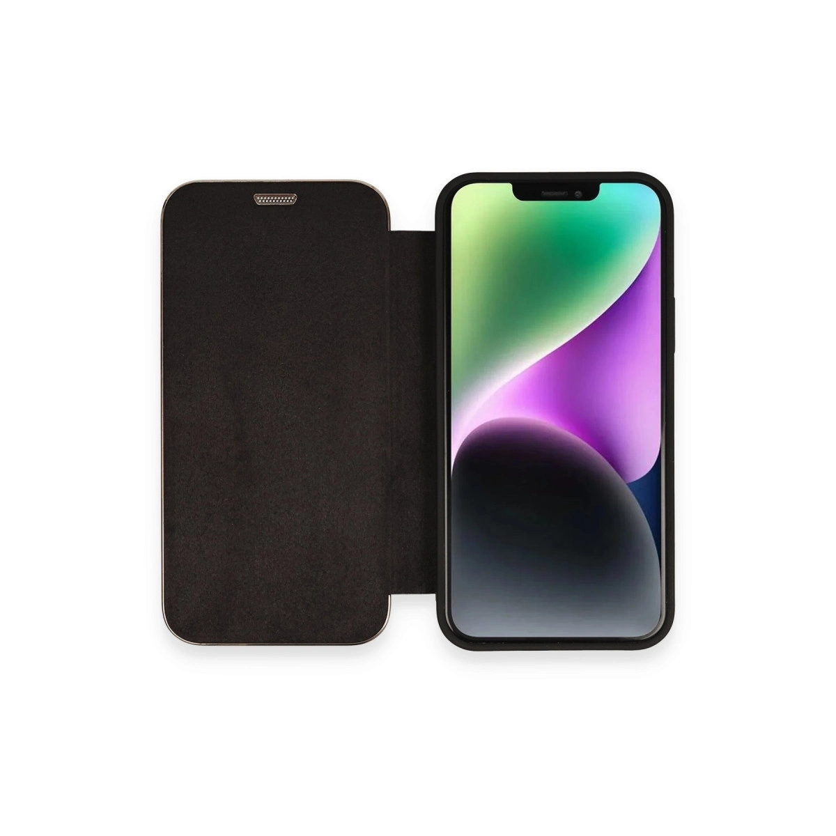 BUĞZ İphone 12 Kılıf Dolpin Kapaklı - Siyah