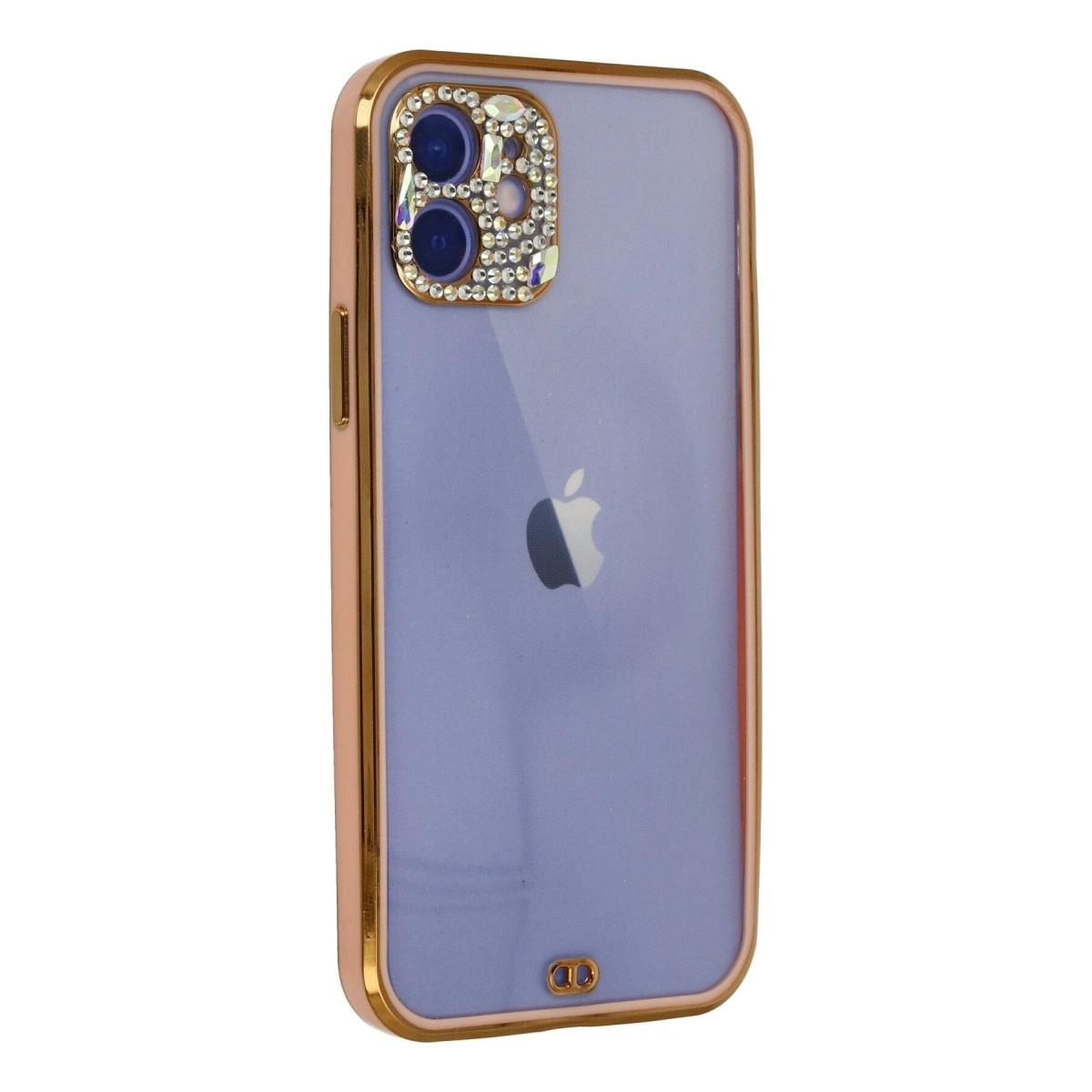 BUĞZ İphone 12 Kılıf Liva Taşlı Silikon - Pembe