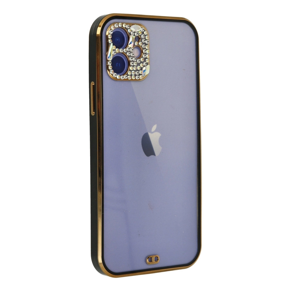 BUĞZ İphone 12 Kılıf Liva Taşlı Silikon - Siyah