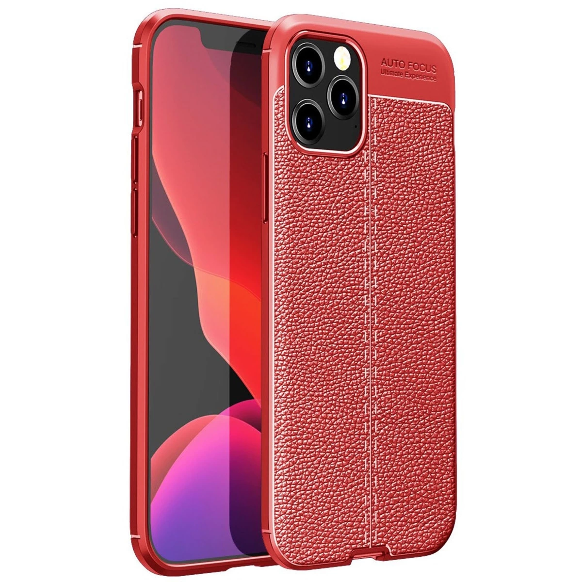 BUĞZ İphone 12 Pro Kılıf Auto Focus Kapak - Kırmızı