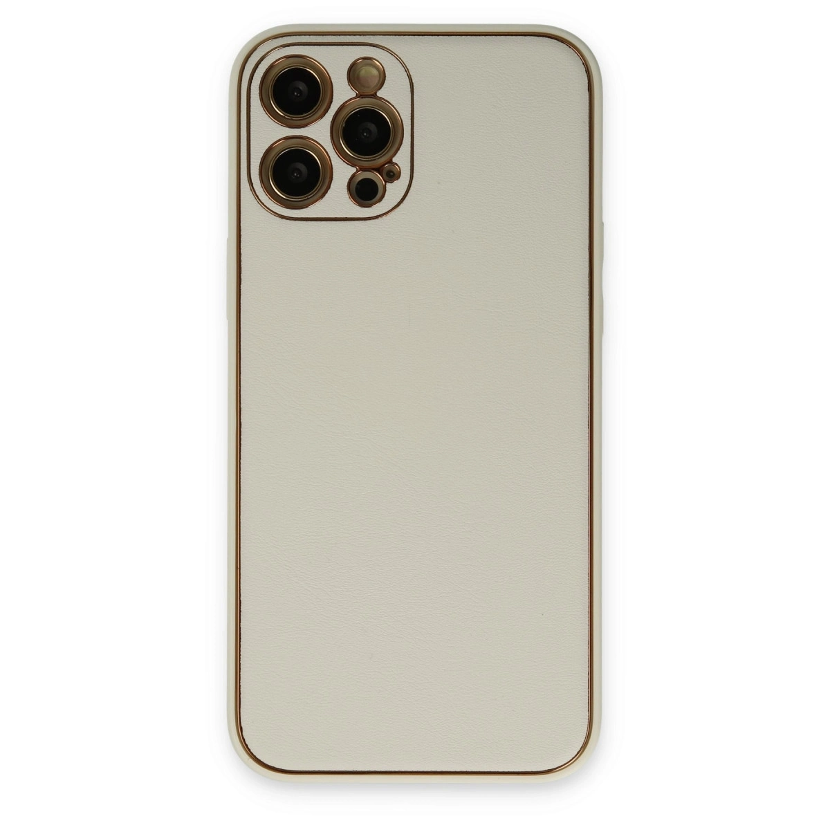 BUĞZ İphone 12 Pro Kılıf Coco Deri Silikon Kapak - Beyaz