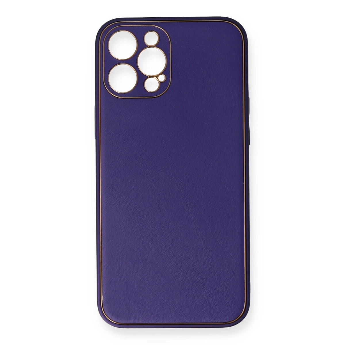 BUĞZ İphone 12 Pro Kılıf Coco Deri Silikon Kapak - Mor