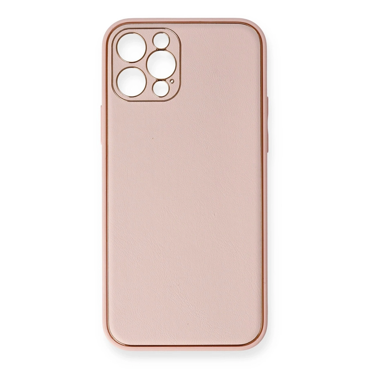 BUĞZ İphone 12 Pro Kılıf Coco Deri Silikon Kapak - Pembe