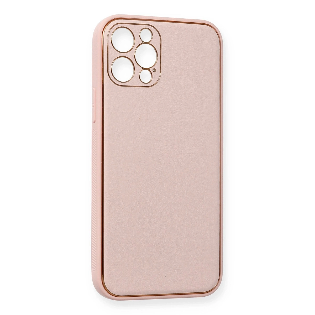 BUĞZ İphone 12 Pro Kılıf Coco Deri Silikon Kapak - Pembe BUĞZ İphone 12 Pro Kılıf Coco Deri Silikon Kapak - Pembe