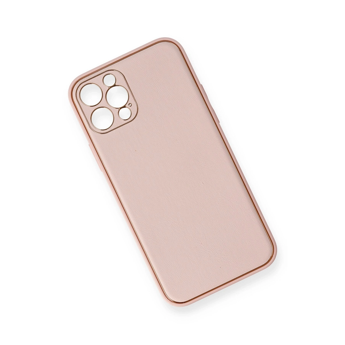 BUĞZ İphone 12 Pro Kılıf Coco Deri Silikon Kapak - Pembe