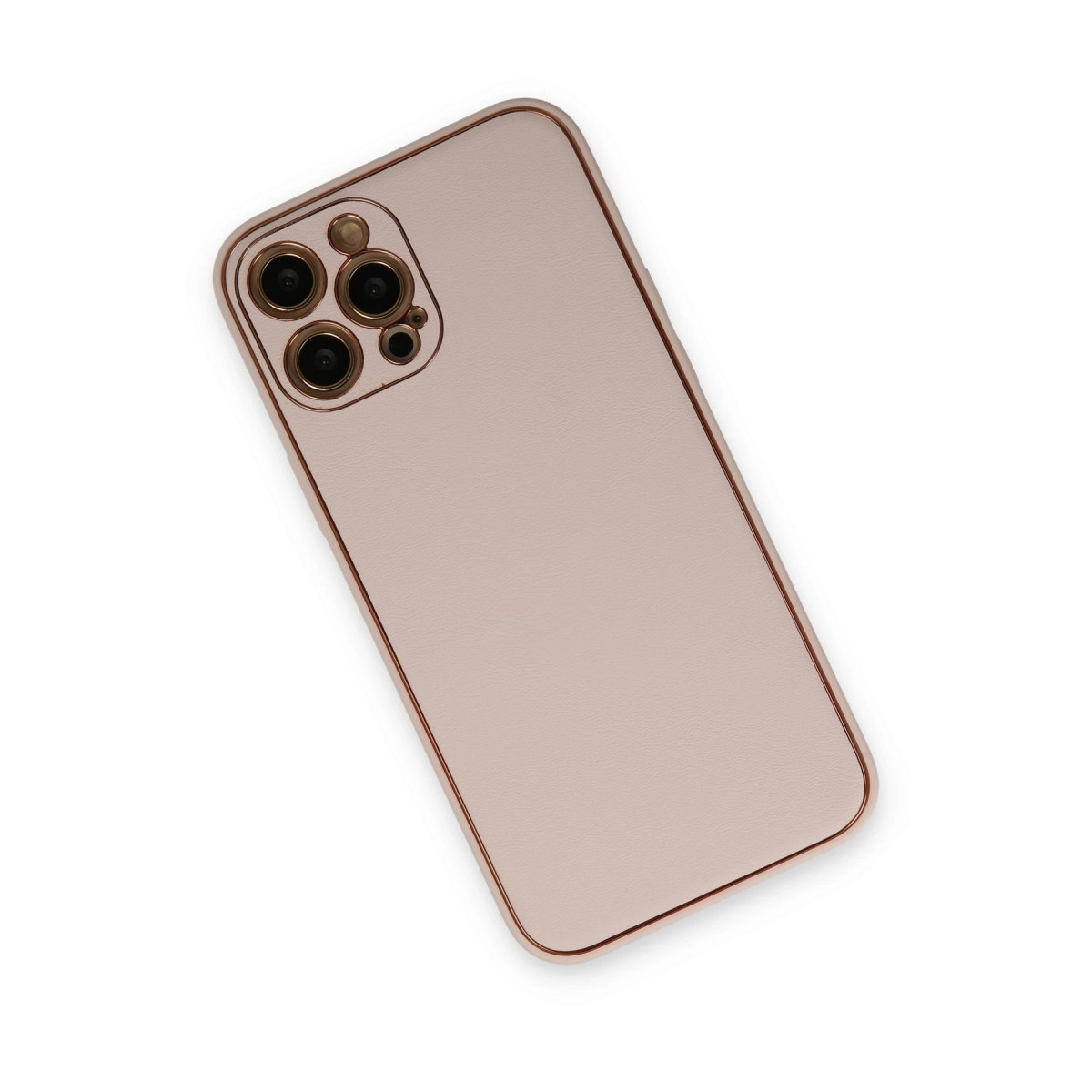 BUĞZ İphone 12 Pro Kılıf Coco Deri Silikon Kapak - Pudra