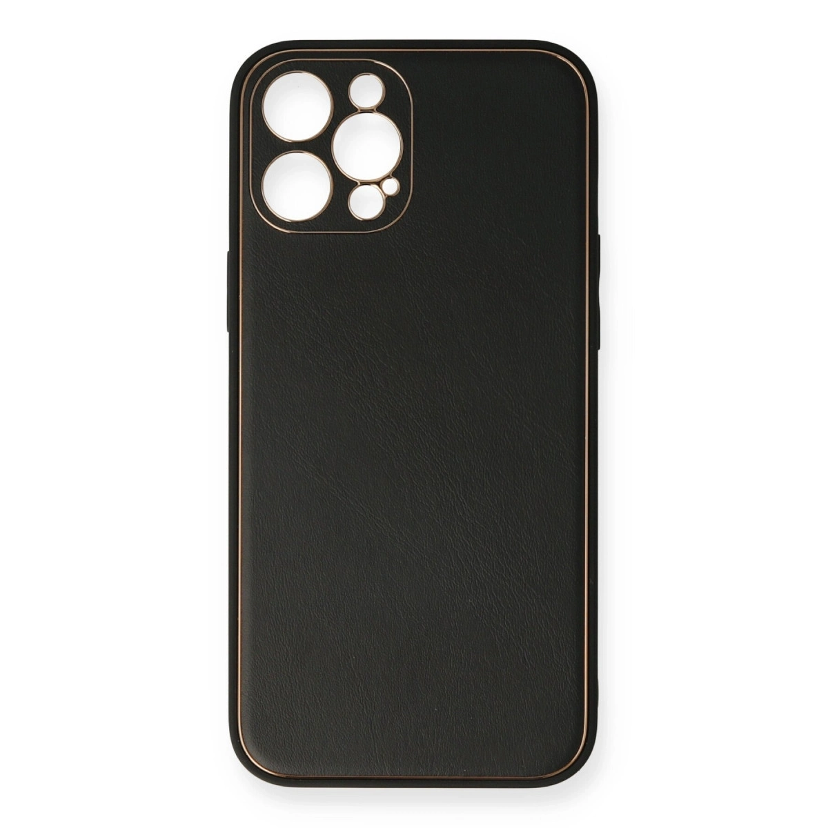 BUĞZ İphone 12 Pro Kılıf Coco Deri Silikon Kapak - Siyah