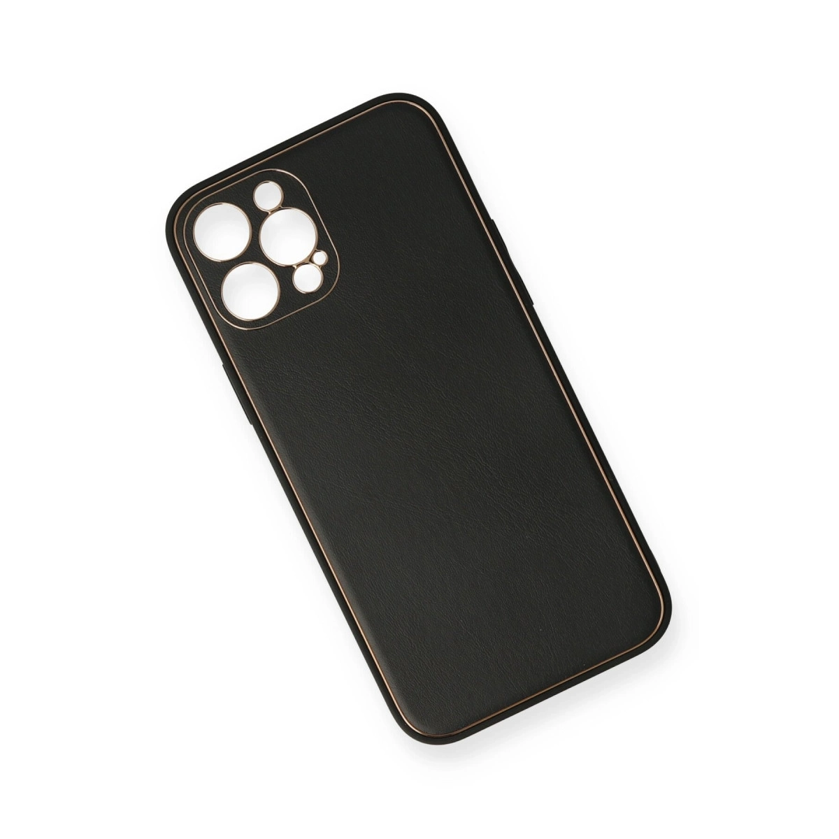 BUĞZ İphone 12 Pro Kılıf Coco Deri Silikon Kapak - Siyah BUĞZ İphone 12 Pro Kılıf Coco Deri Silikon Kapak - Siyah