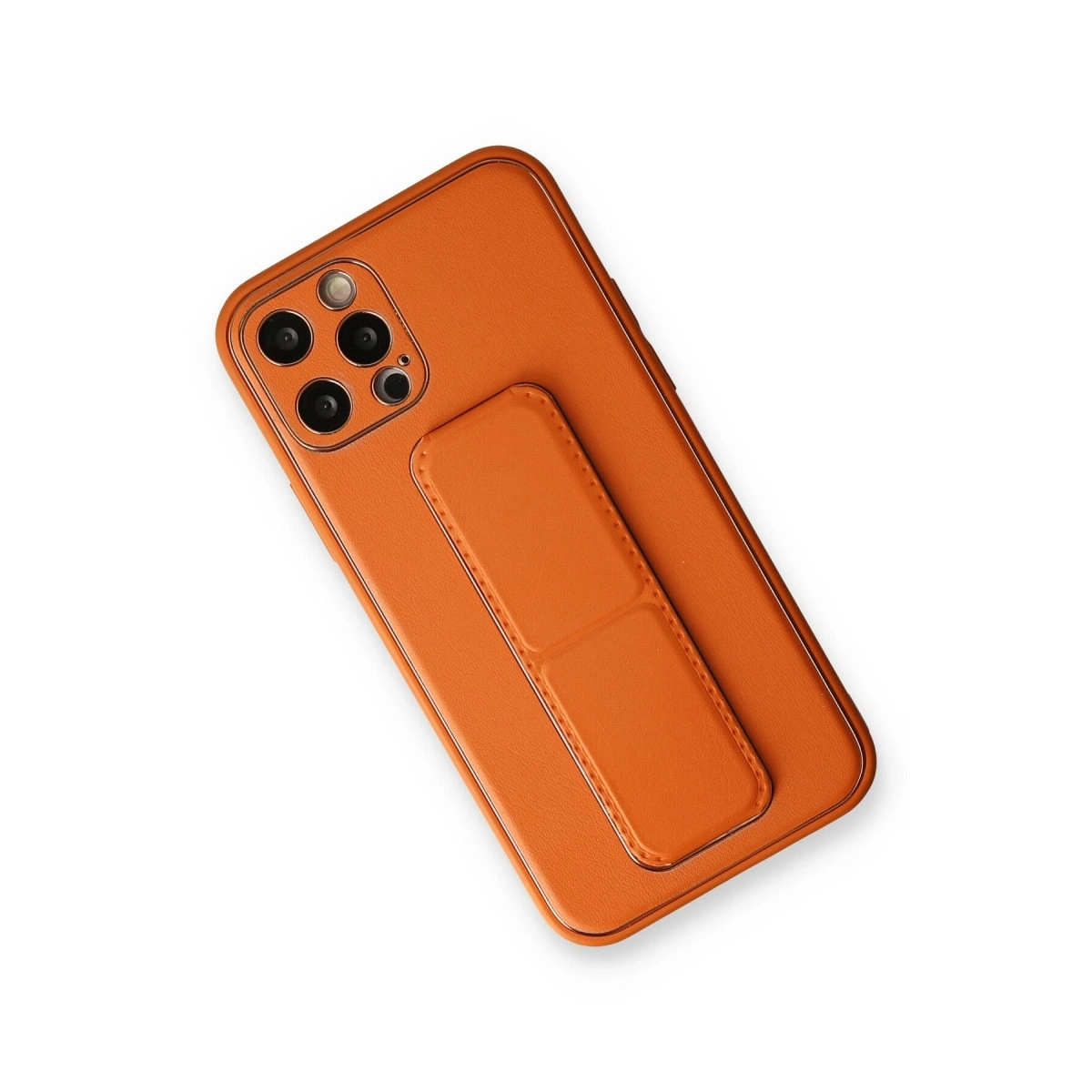BUĞZ İphone 12 Pro Kılıf Coco Deri Standlı Kapak - Turuncu BUĞZ İphone 12 Pro Kılıf Coco Deri Standlı Kapak - Turuncu