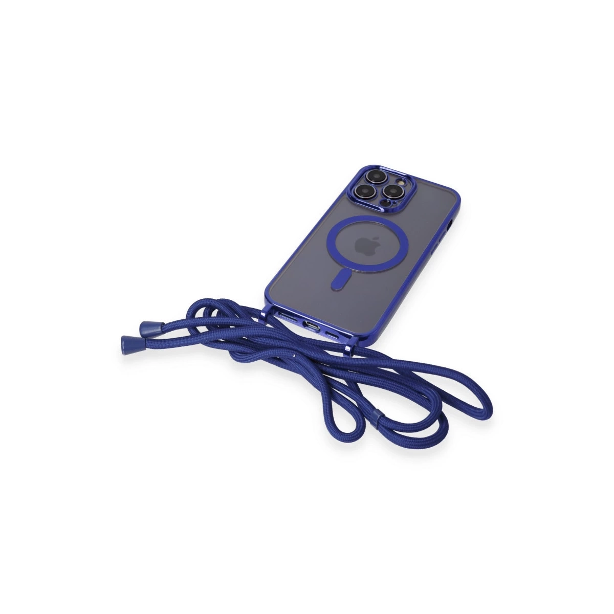 BUĞZ İphone 12 Pro Kılıf Divo Lazer Askılı Magsafe Kapak - Mavi