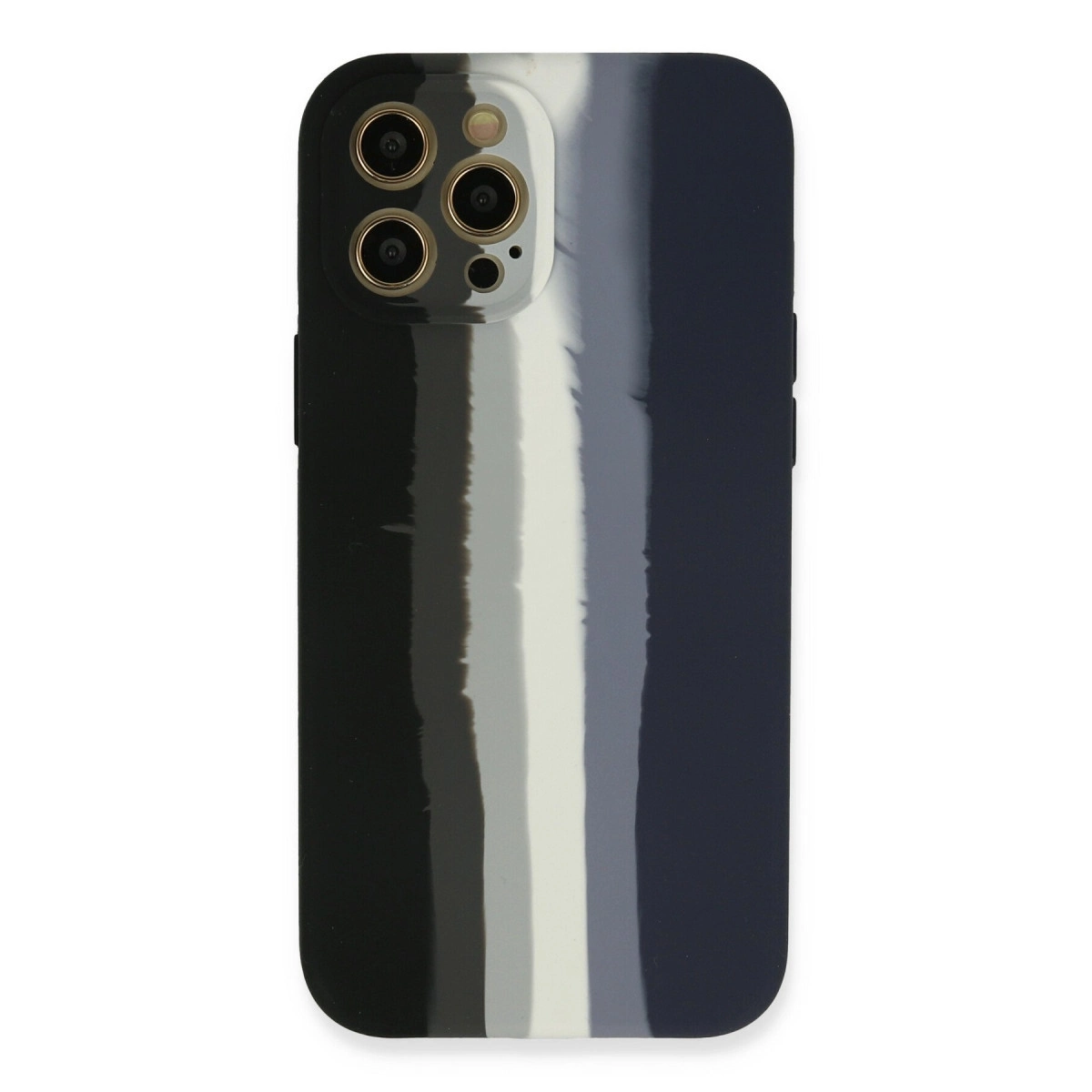 BUĞZ İphone 12 Pro Kılıf Ebruli Lansman Silikon - Siyah-lacivert