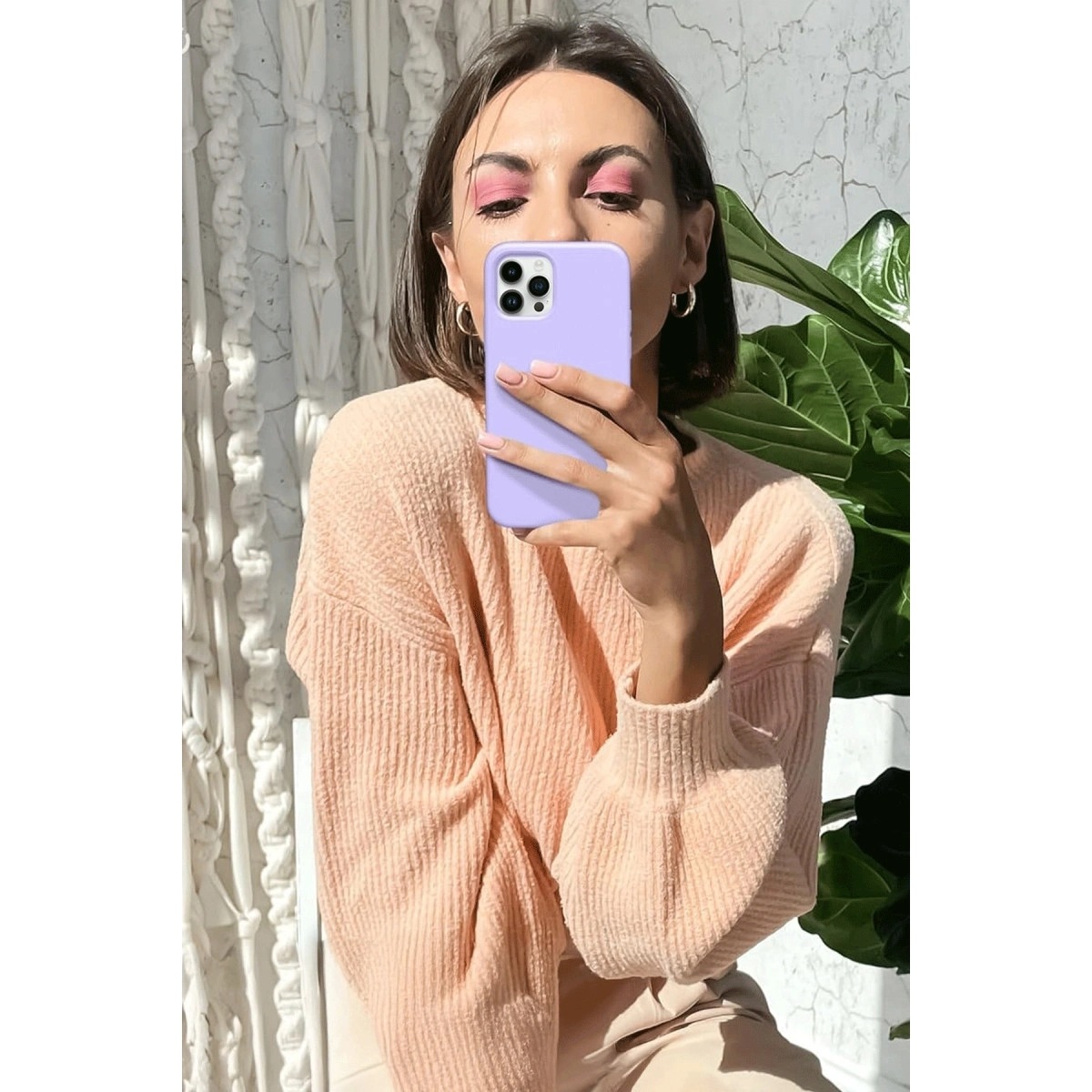 BUĞZ İphone 12 Pro Kılıf First Silikon - Pudra