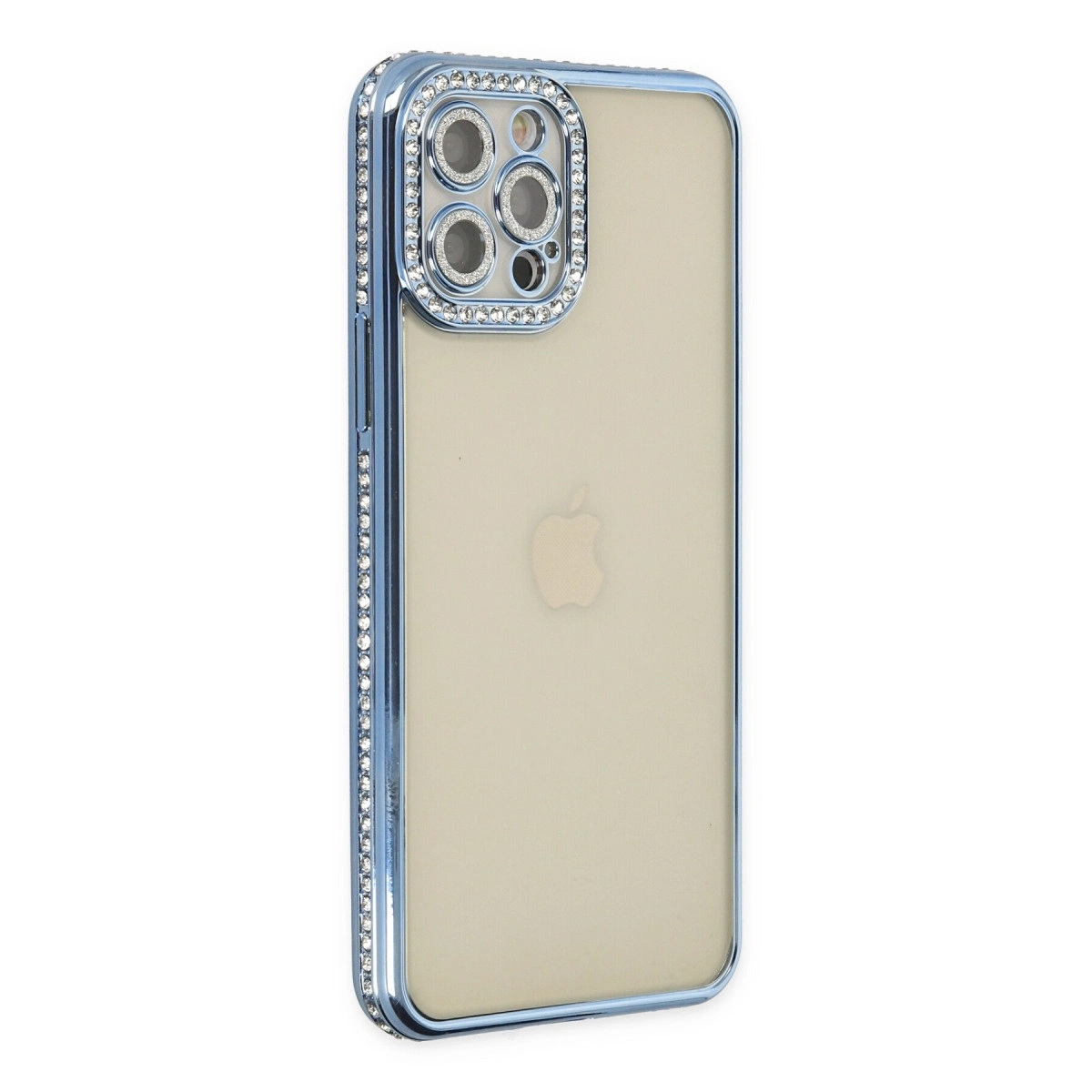 BUĞZ İphone 12 Pro Kılıf Joke Taşlı Silikon - Mavi
