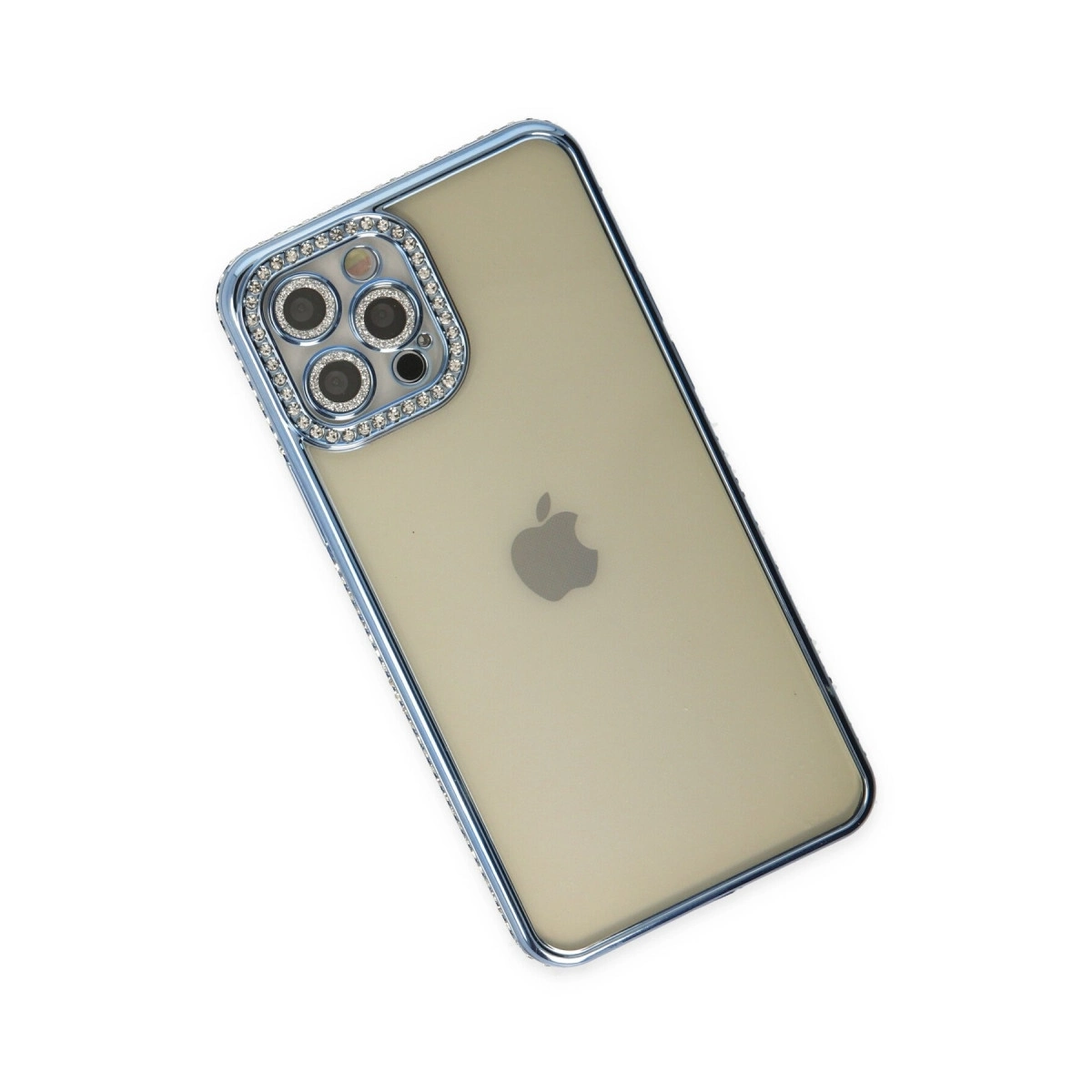 BUĞZ İphone 12 Pro Kılıf Joke Taşlı Silikon - Mavi