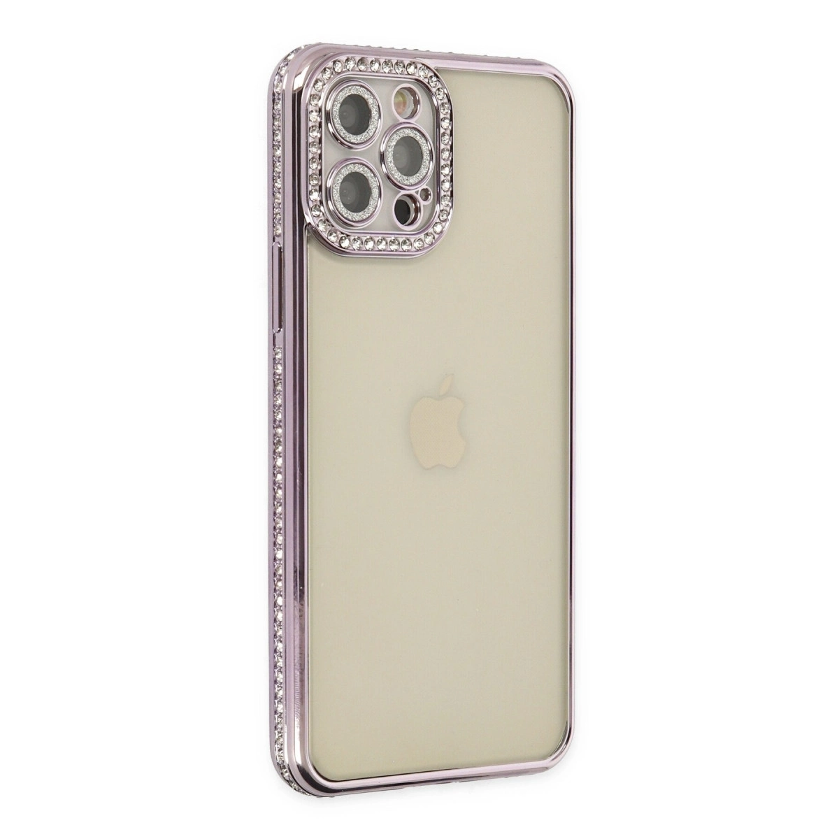 BUĞZ İphone 12 Pro Kılıf Joke Taşlı Silikon - Mor