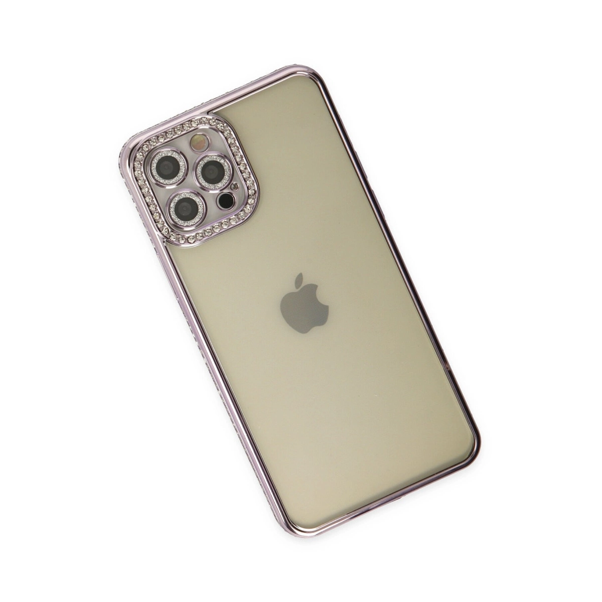 BUĞZ İphone 12 Pro Kılıf Joke Taşlı Silikon - Mor