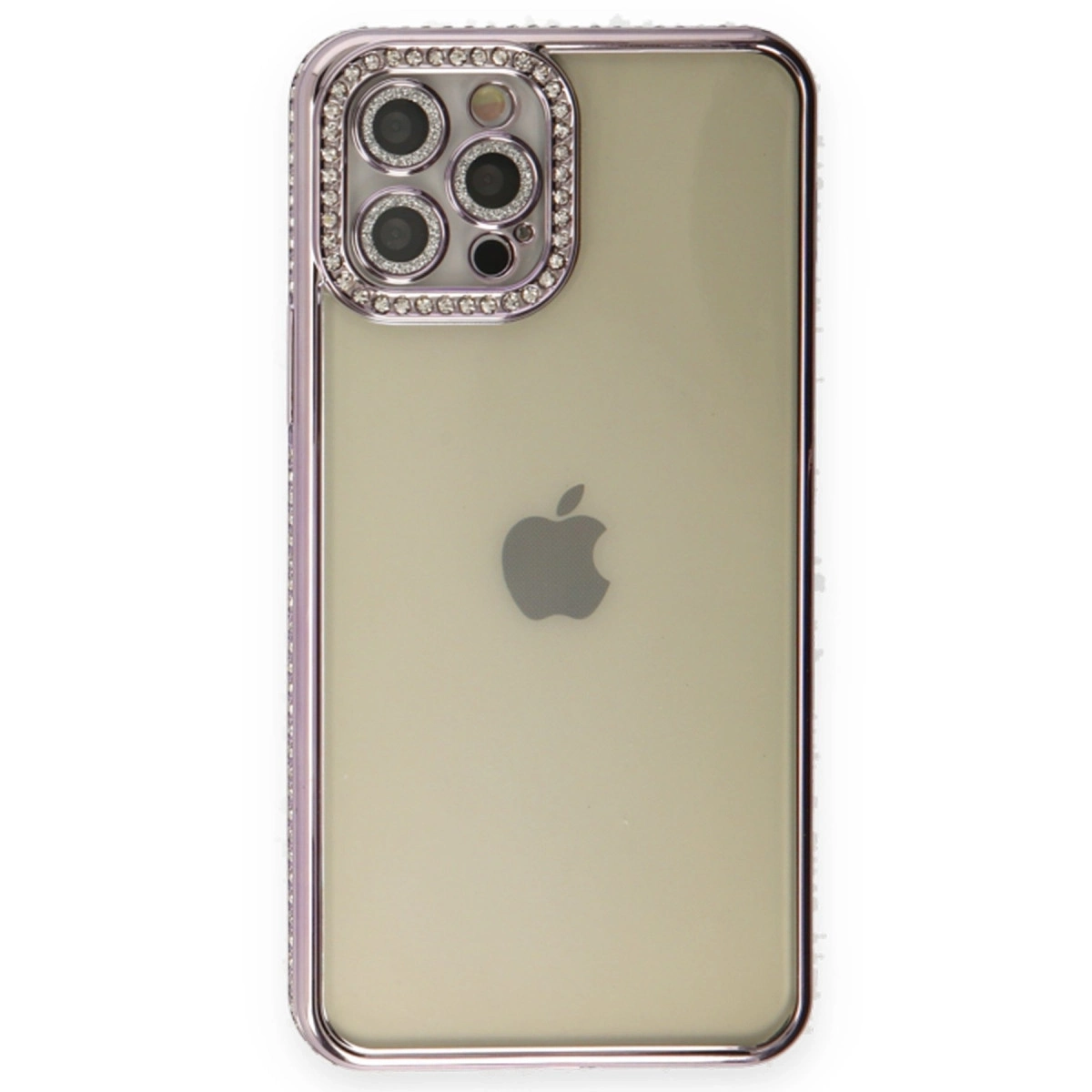 BUĞZ İphone 12 Pro Kılıf Joke Taşlı Silikon - Mor