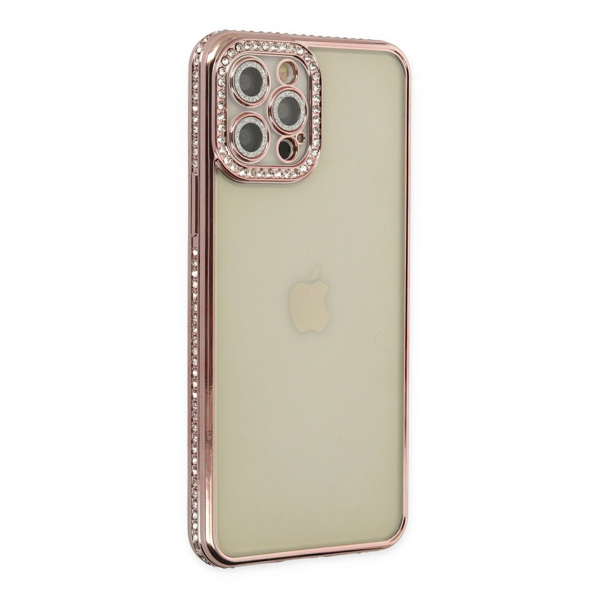 BUĞZ İphone 12 Pro Kılıf Joke Taşlı Silikon - Pembe