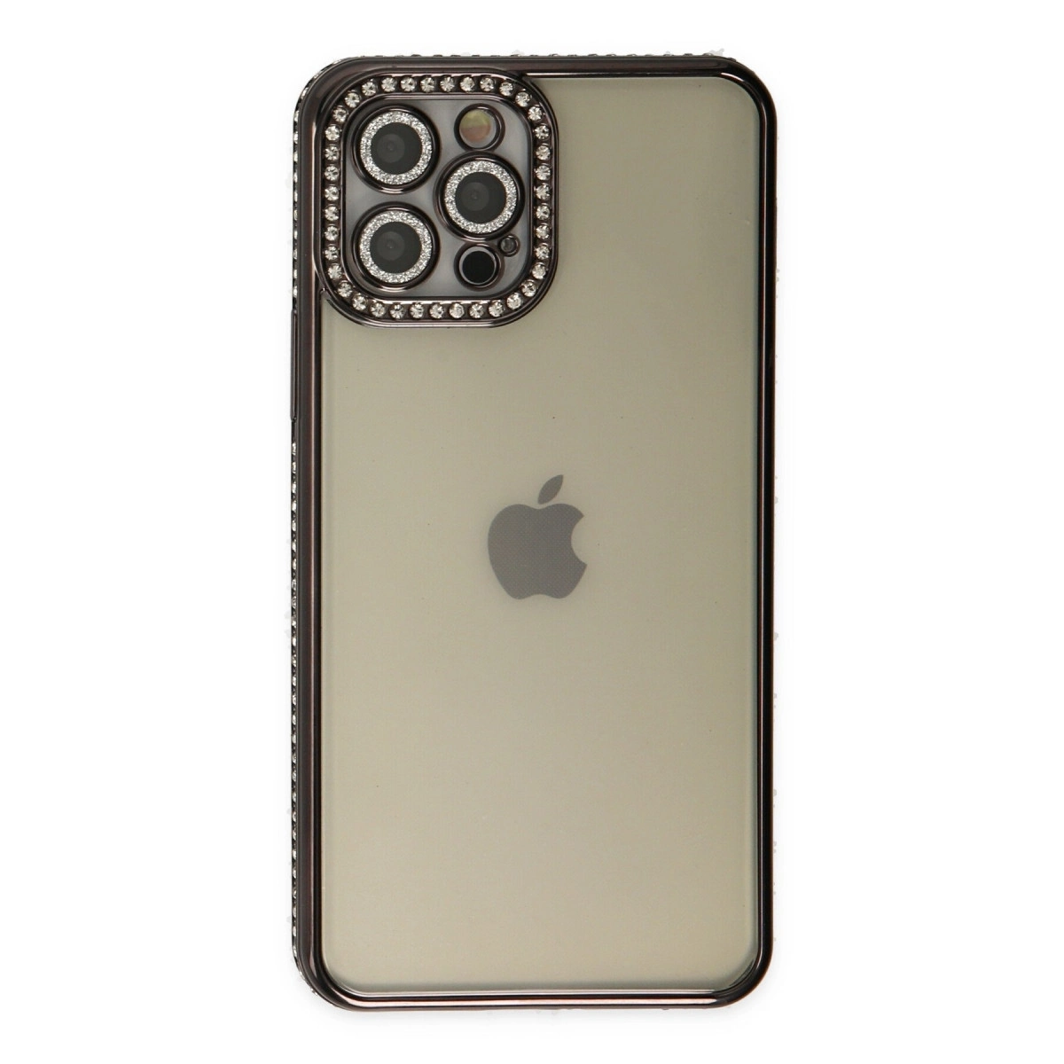 BUĞZ İphone 12 Pro Kılıf Joke Taşlı Silikon - Siyah