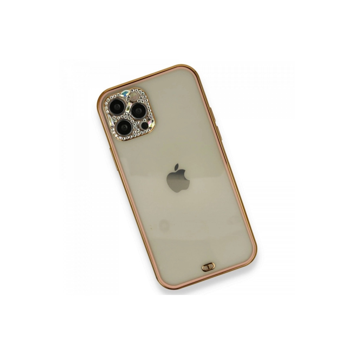 BUĞZ İphone 12 Pro Kılıf Liva Taşlı Silikon - Pembe