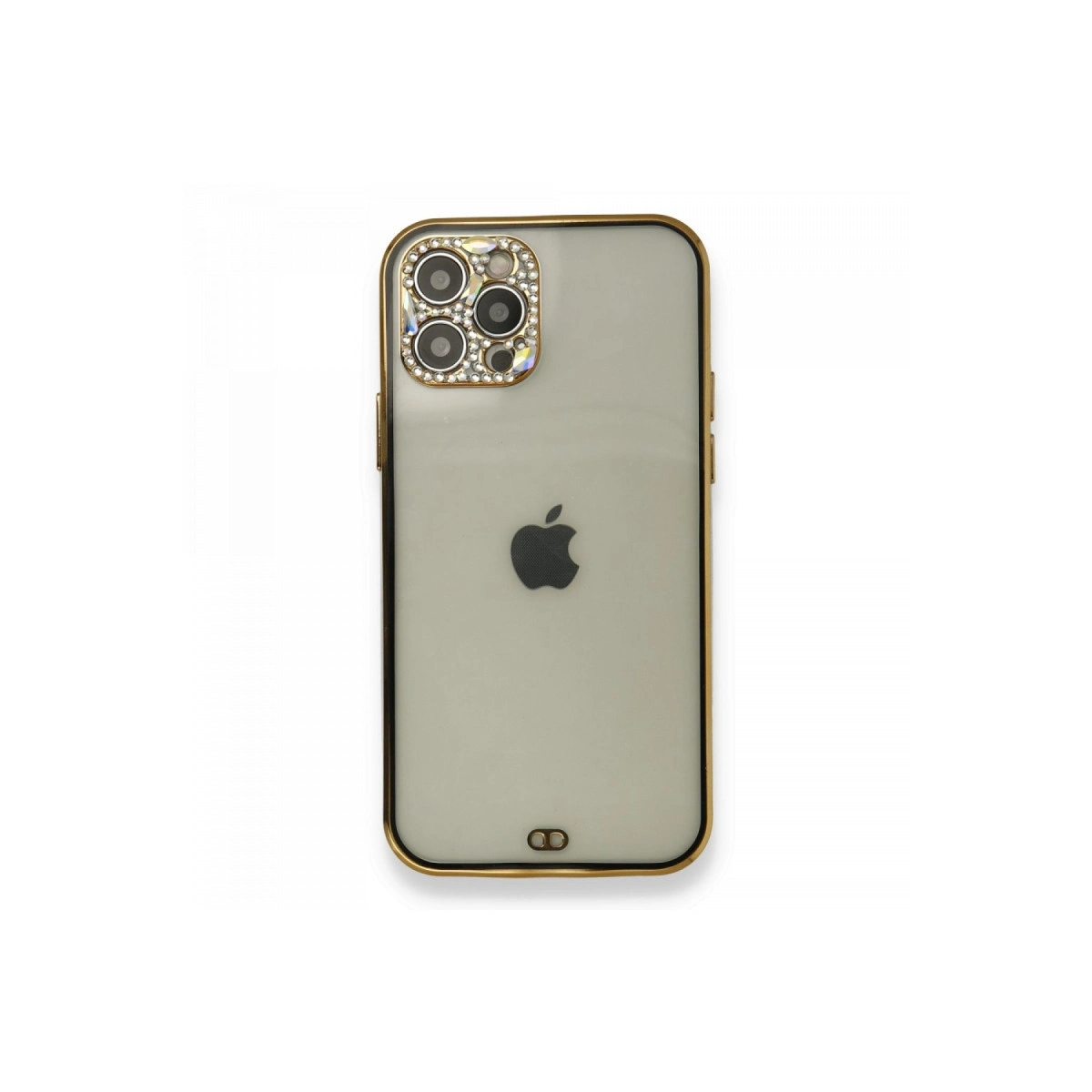 BUĞZ İphone 12 Pro Kılıf Liva Taşlı Silikon - Siyah