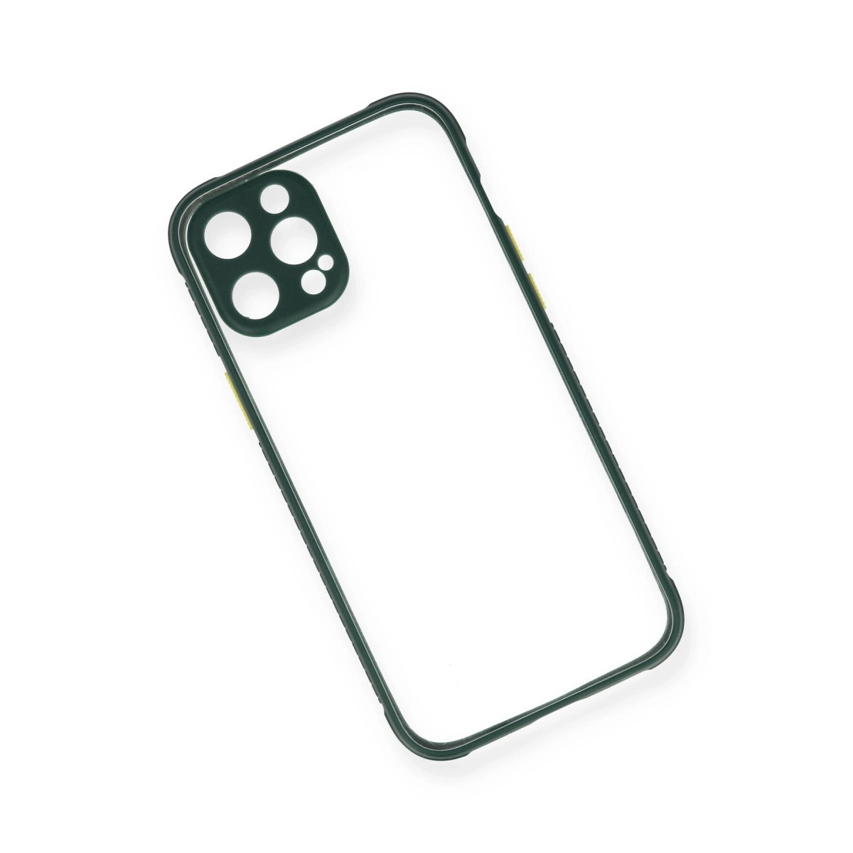 BUĞZ İphone 12 Pro Kılıf Miami Şeffaf Silikon - Koyu Yeşil
